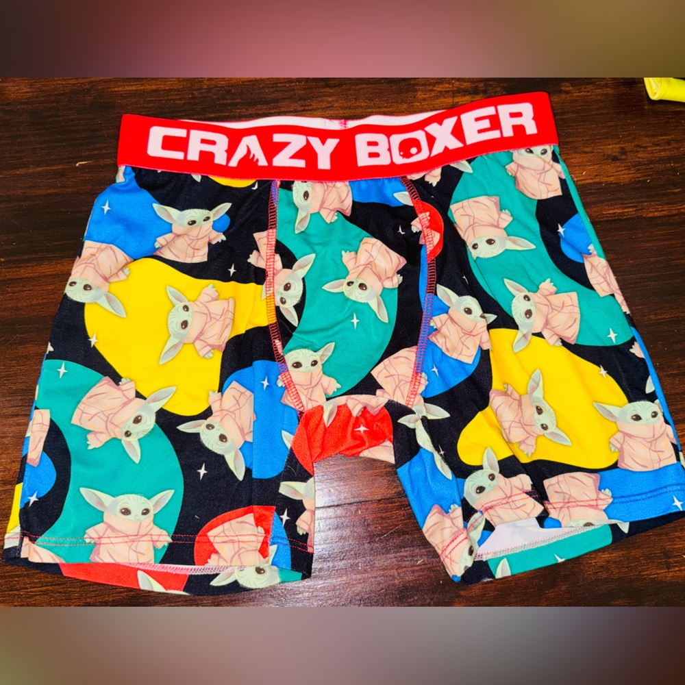 Crazy Boxer Baby Yoda Print Boxer Briefs - Multicolor SZ Medium